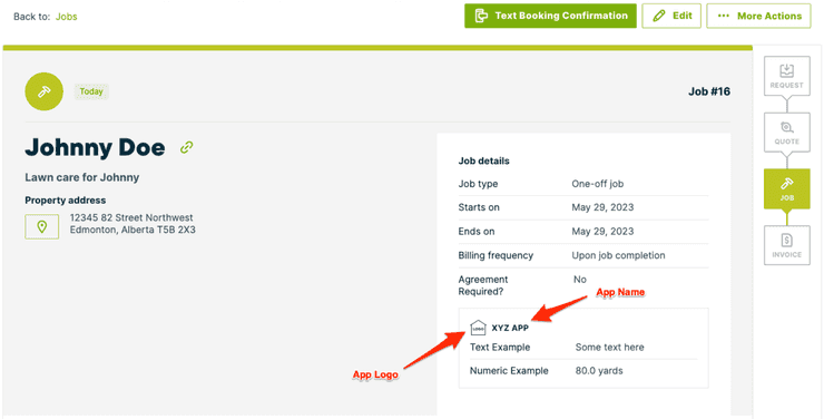 Custom fields on a job